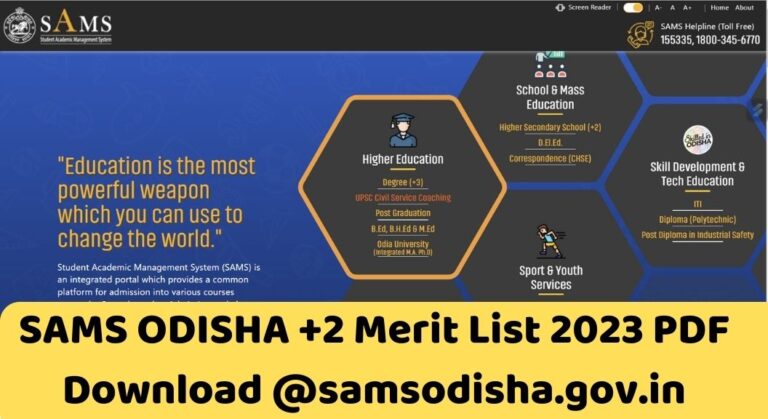 SAMS ODISHA +2 Merit List 2023 PDF Download @samsodisha.gov.in - VISIT ...