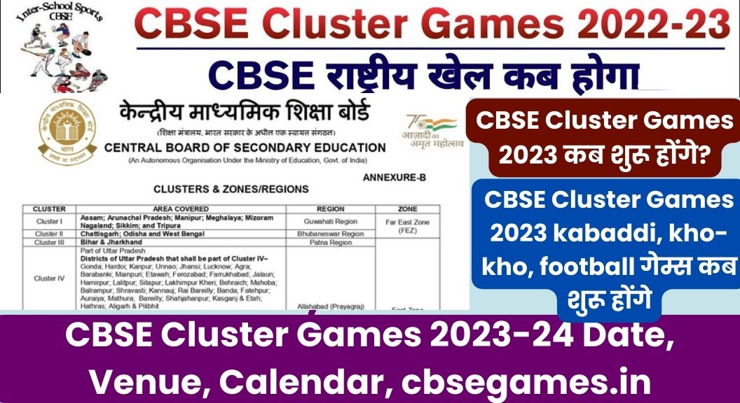 CBSE Cluster Games 202324 Date, Venue, Calendar, cbsegames.in VISIT