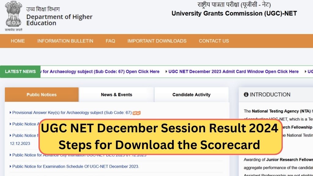 UGC NET December Session Result 2024